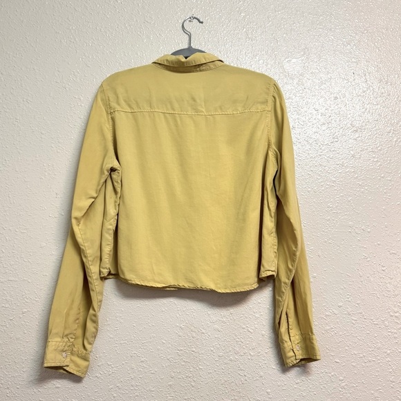 Anthropologie Thread & Supply Yellow Cropped Boxy Fit Button Down Blouse - Picture 2 of 5